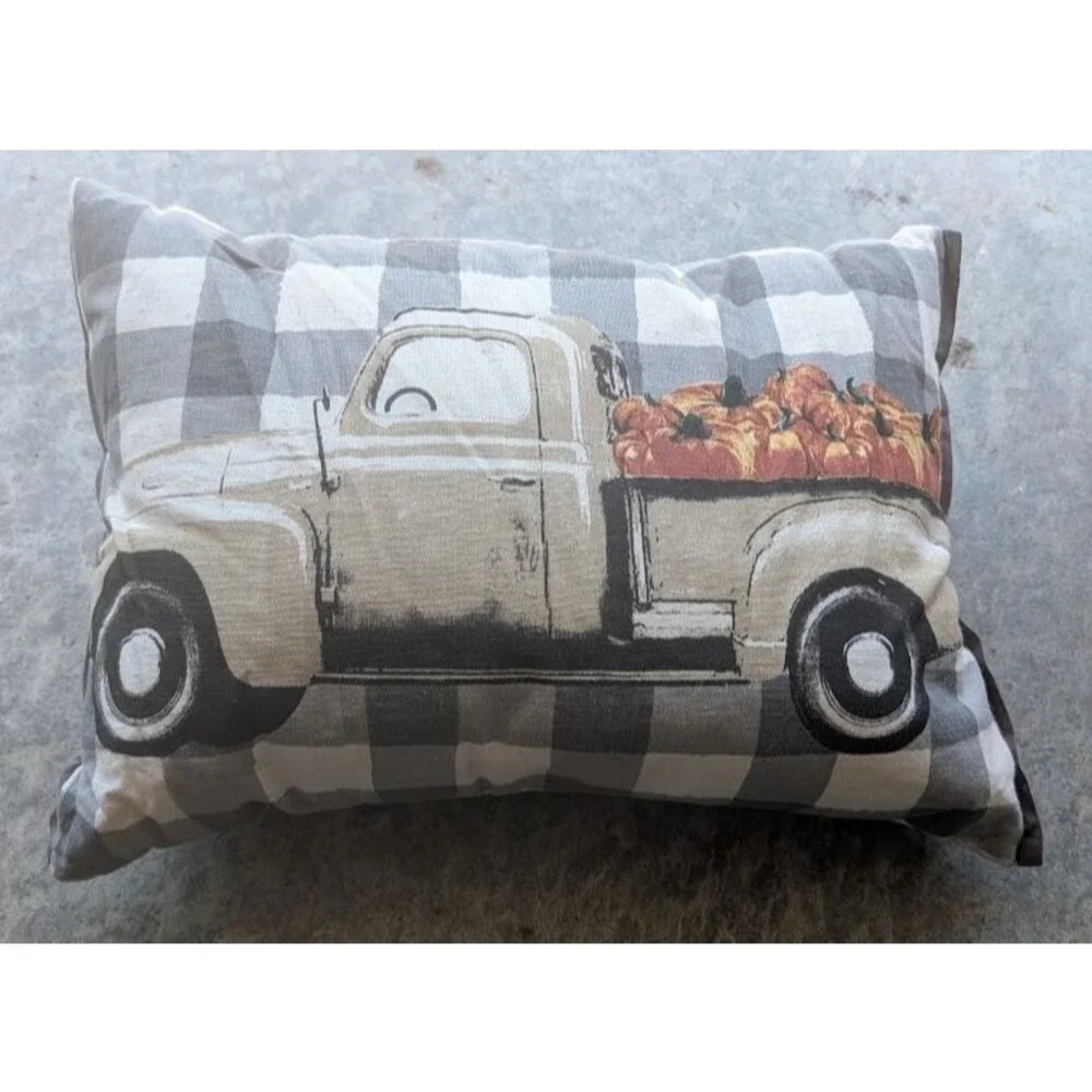 Pier 1 Imports Harvest Throw Pillow Autumn Farmhouse Pumpkin Truck 18
